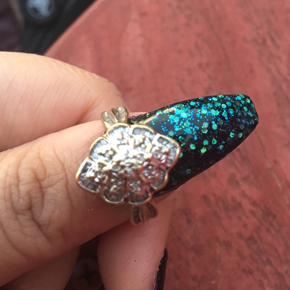10k gold diamond ring.