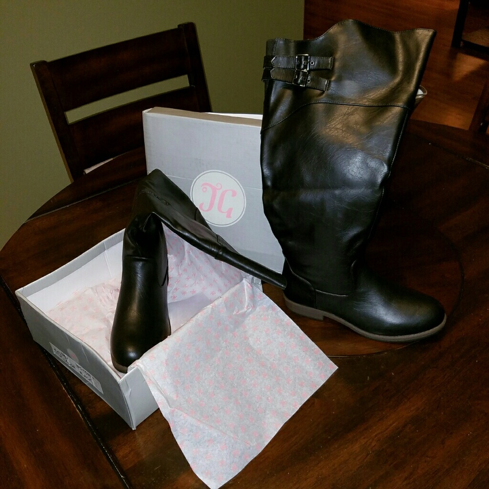 Wide calf black boots