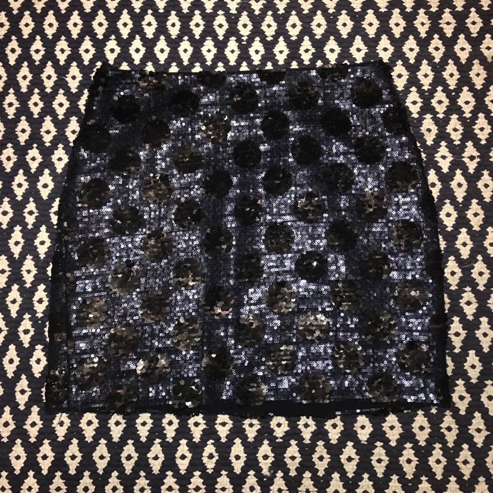 Navy and black sequin mini skirt