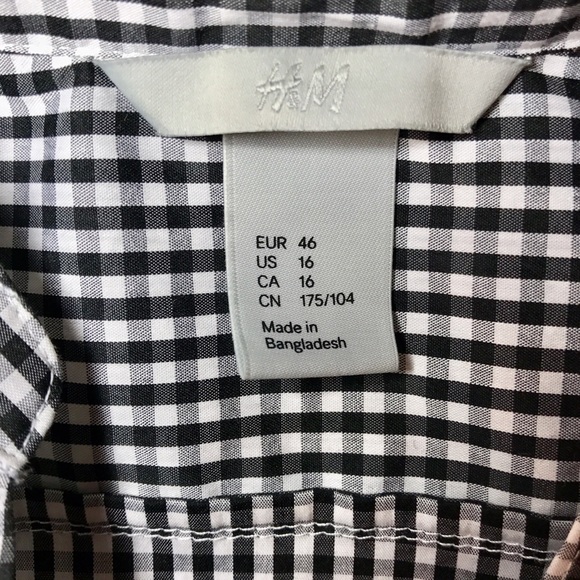 H&M Cap Sleeve Checkered Button Down Blouse Sz 16 - Picture 2 of 4
