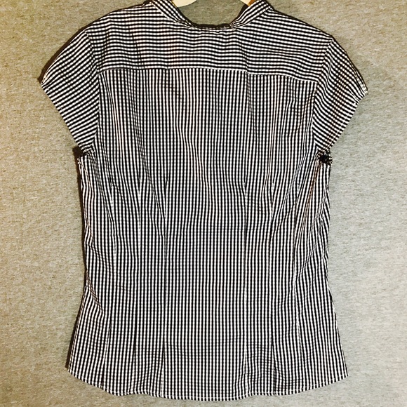 H&M Cap Sleeve Checkered Button Down Blouse Sz 16 - Picture 3 of 4