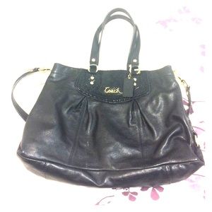 Coach black leather shoulder bag