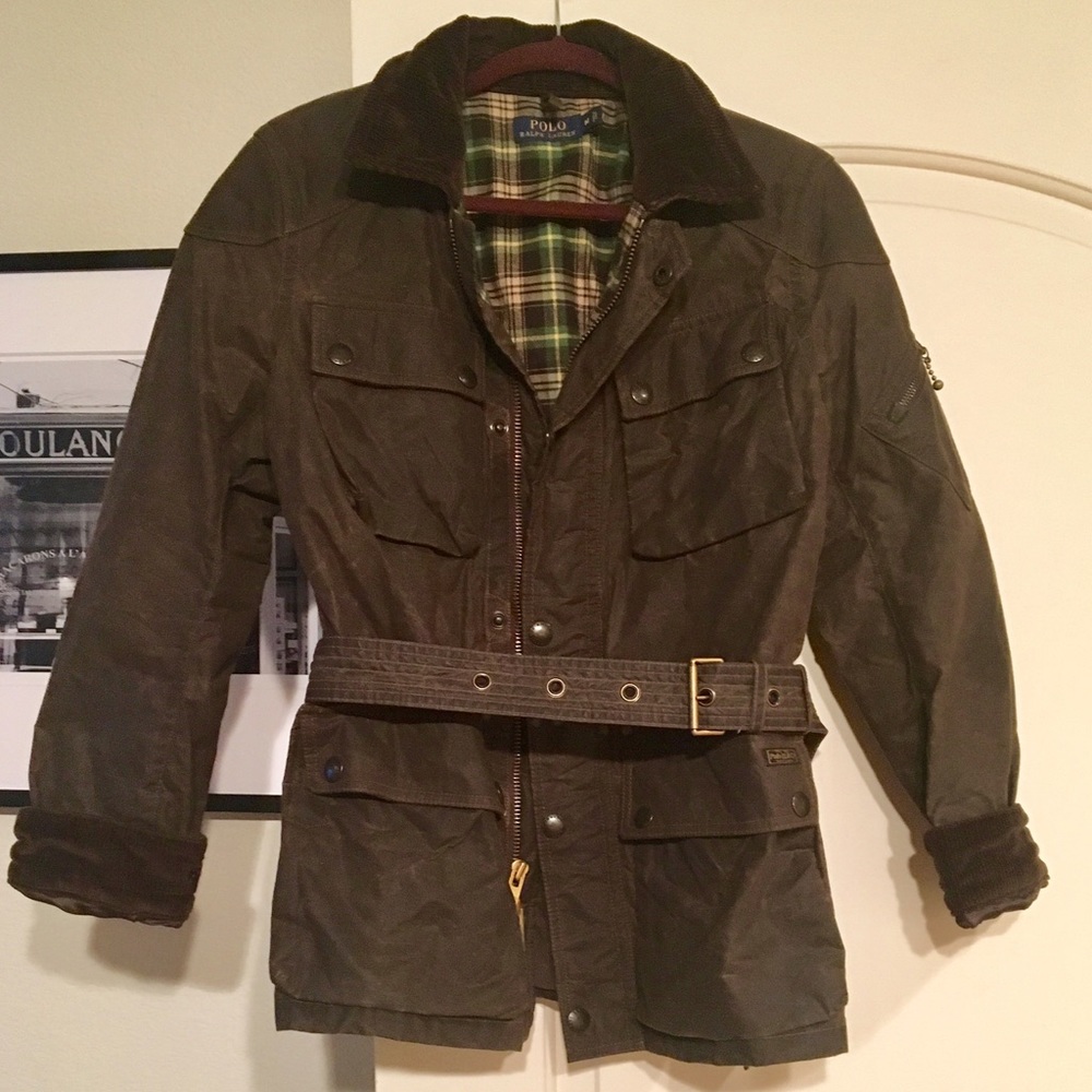 Ralph Lauren Waxed Cotton Brown Moto Jacket