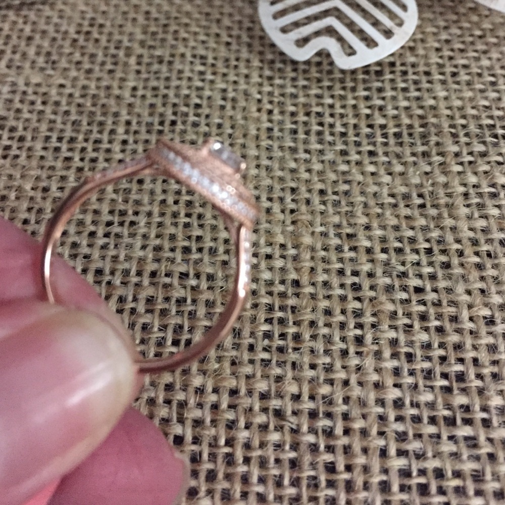 Sz 7 Simulated Diamond in Rose Gold Ring - Picture 3 of 4