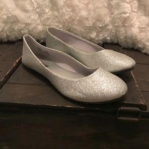Sparkly silver flats