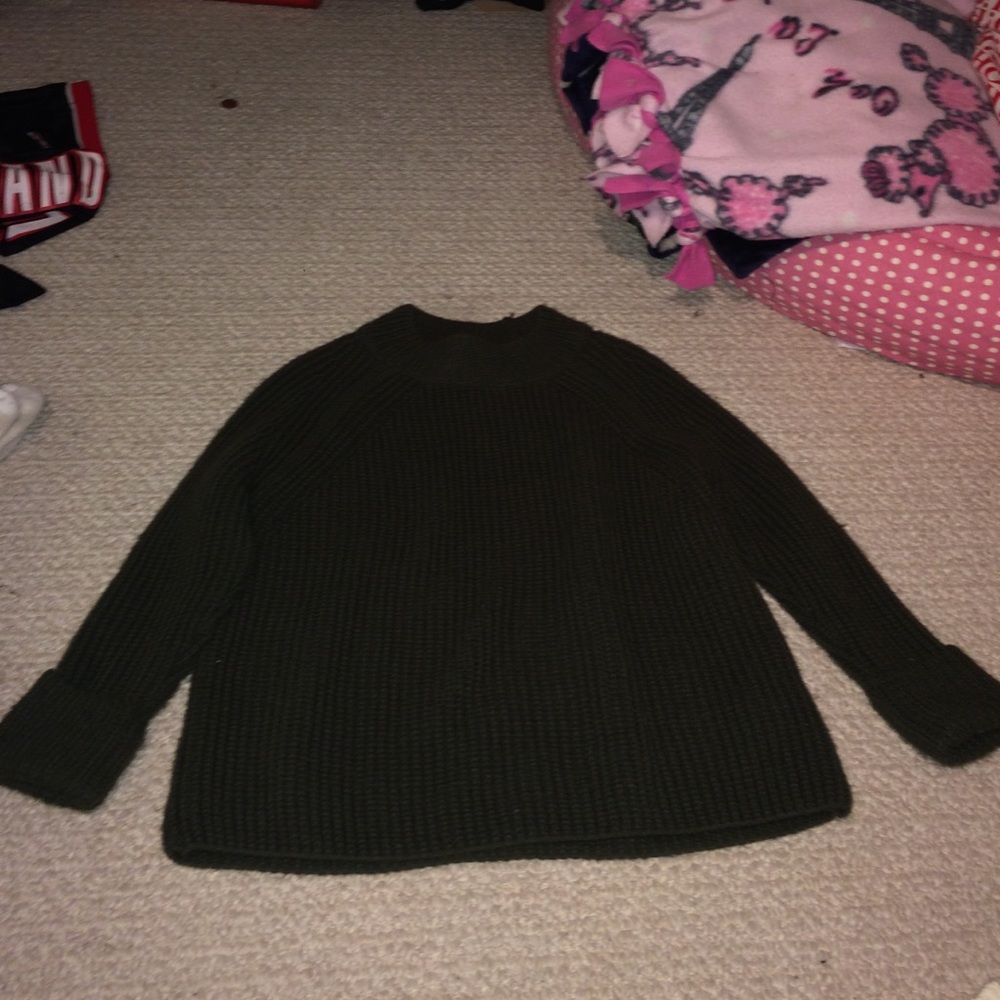 Army green mockneck sweater