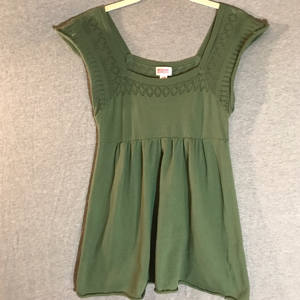 Adorable Cap Sleeve Knit Top, Med, Green, Old Navy