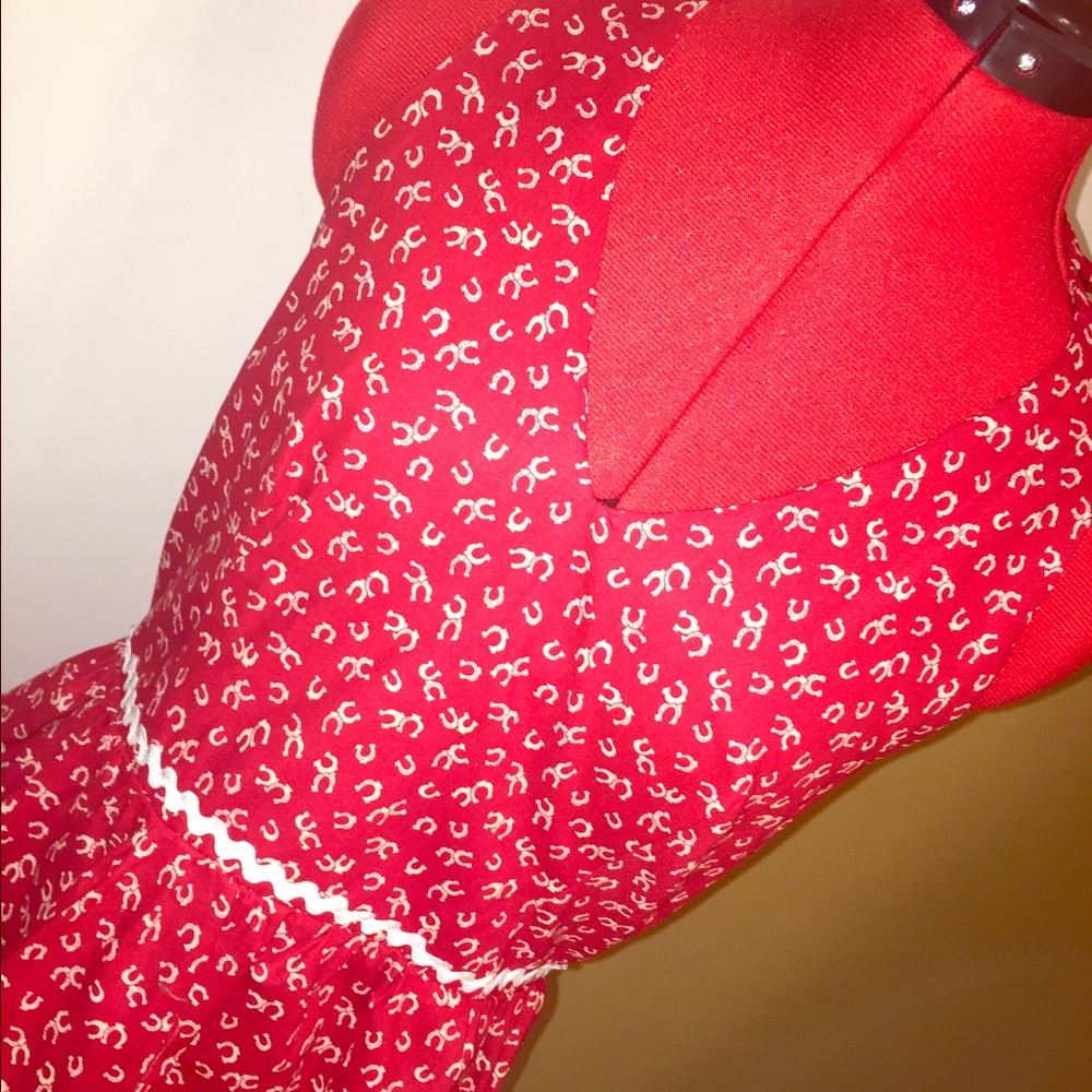 Custom-made Red Rockabilly Horseshoe Dress