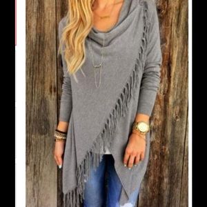 Tassel Solid Color Irregular Fringe Shawl *New*