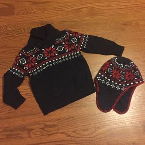 Gap fair isle sweater with matching hat bundle 2T