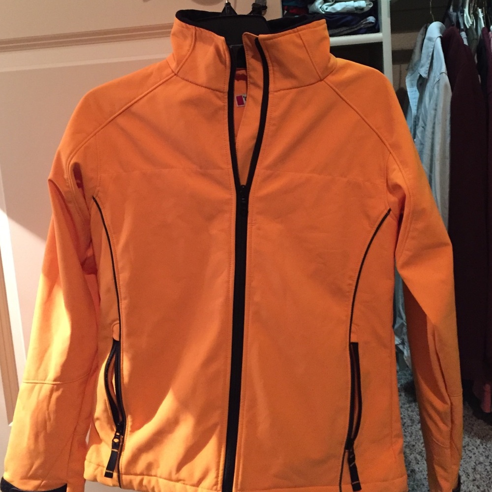 Light orange soft shell rain jacket
