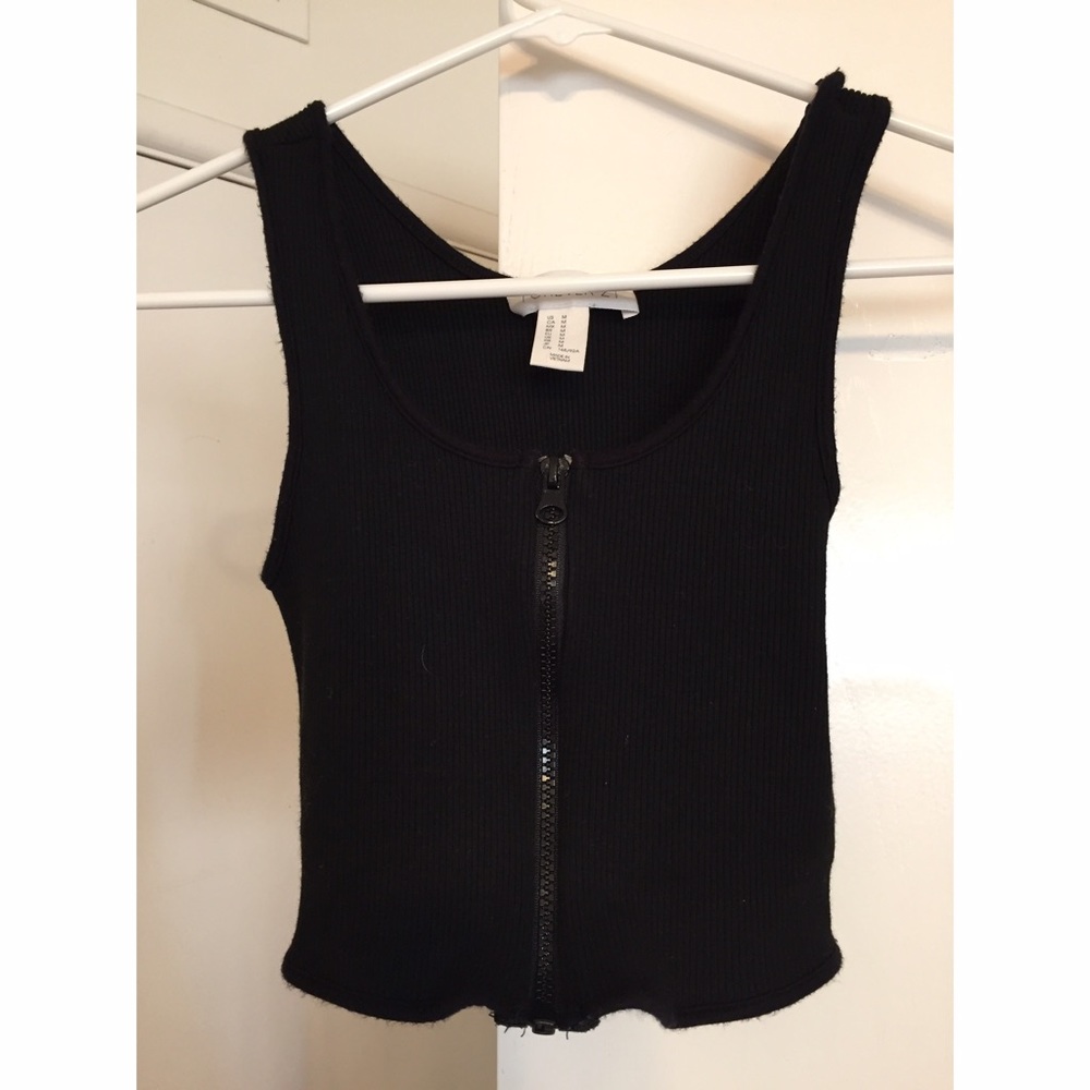 Black Zip Up Crop Top