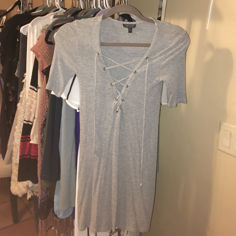Lace up tee shirt dress