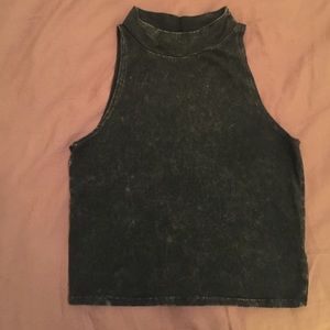 Black wash turtle neck crop top