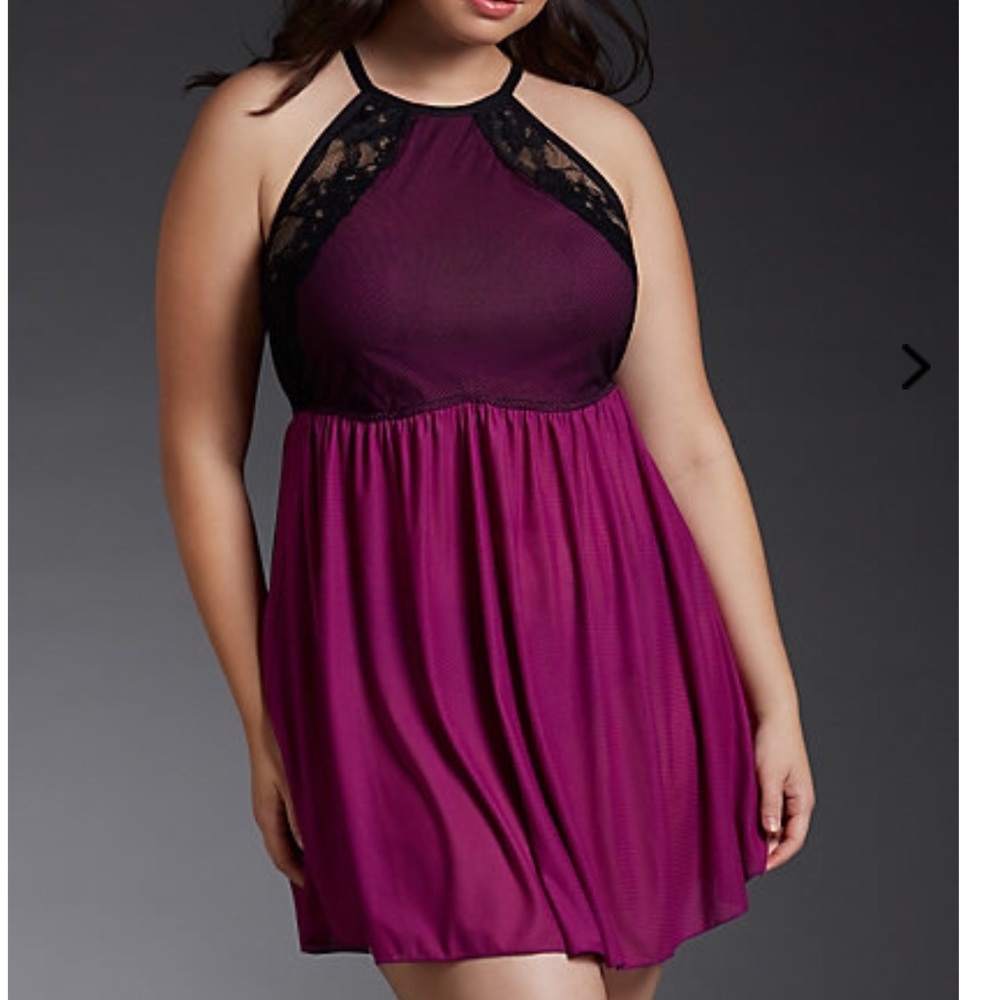 Mesh Lace Halter Babydoll