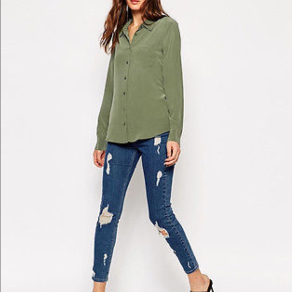 Equipment Signature silk shirt in Safari Green Sm