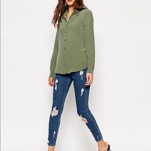 Equipment Signature silk shirt in Safari Green Sm