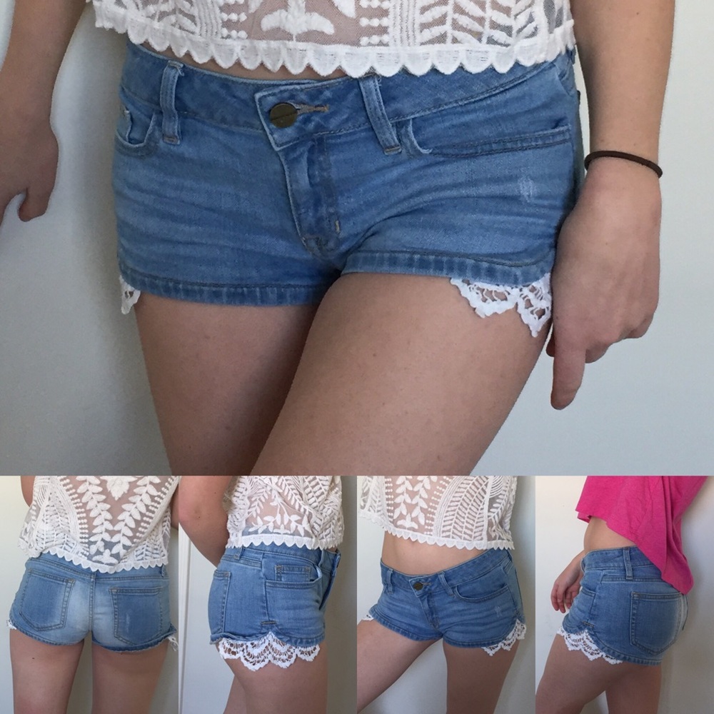 Jean shorts with lace