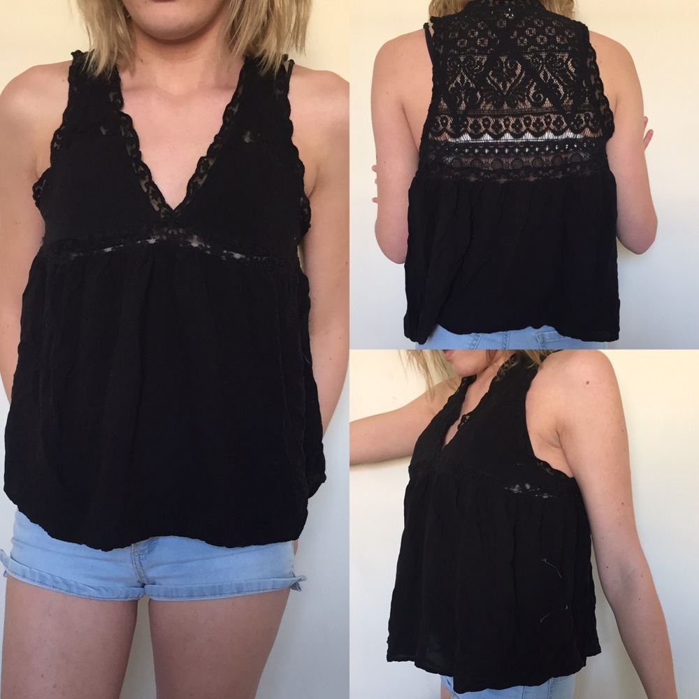 Black lace flowy tank top