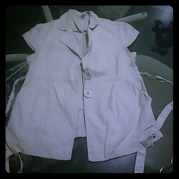 Linen 2 button short sleeve blazer w/ pockets - Picture 1 of 2
