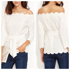 Scalloped White Blouse