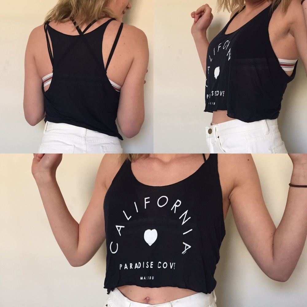 Navy flowy crop tank top