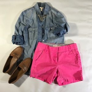 J. Crew Shorts - J.Crew Neon Pink Cotton Broken In Chino Shorts 00 J. Crew Shorts - J.Crew Neon Pink Cotton Broken In Chino Shorts 00