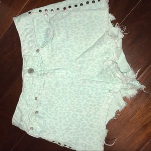 Pink high-waisted shorts