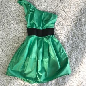 One Shoulder Short Green Dress