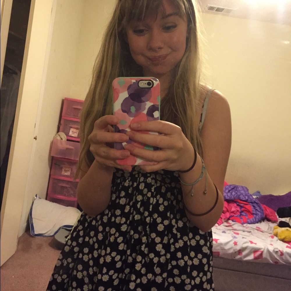 Sunflower Print Spaghetti Strap Dress