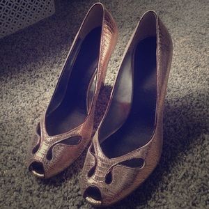 Rose gold wedge heels by Poetic Licence, size 10