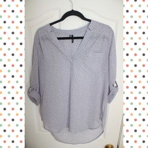 Maurice's Periwinkle Polka Dot V-neck Blouse