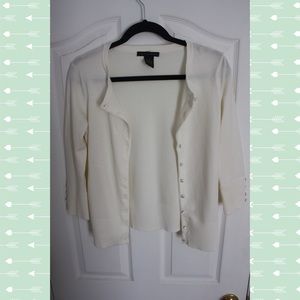 Grace Elements Cream/Off-white Button Up Cardigan