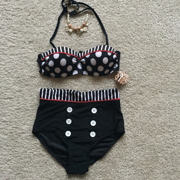 Brand New Push Up Swimwear Vintage High Waist - Picture 2 of 2