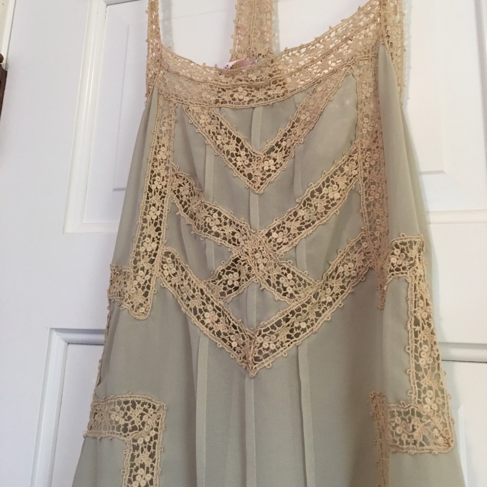 Sparkle & Fade sheer crochet tank tunic sz S