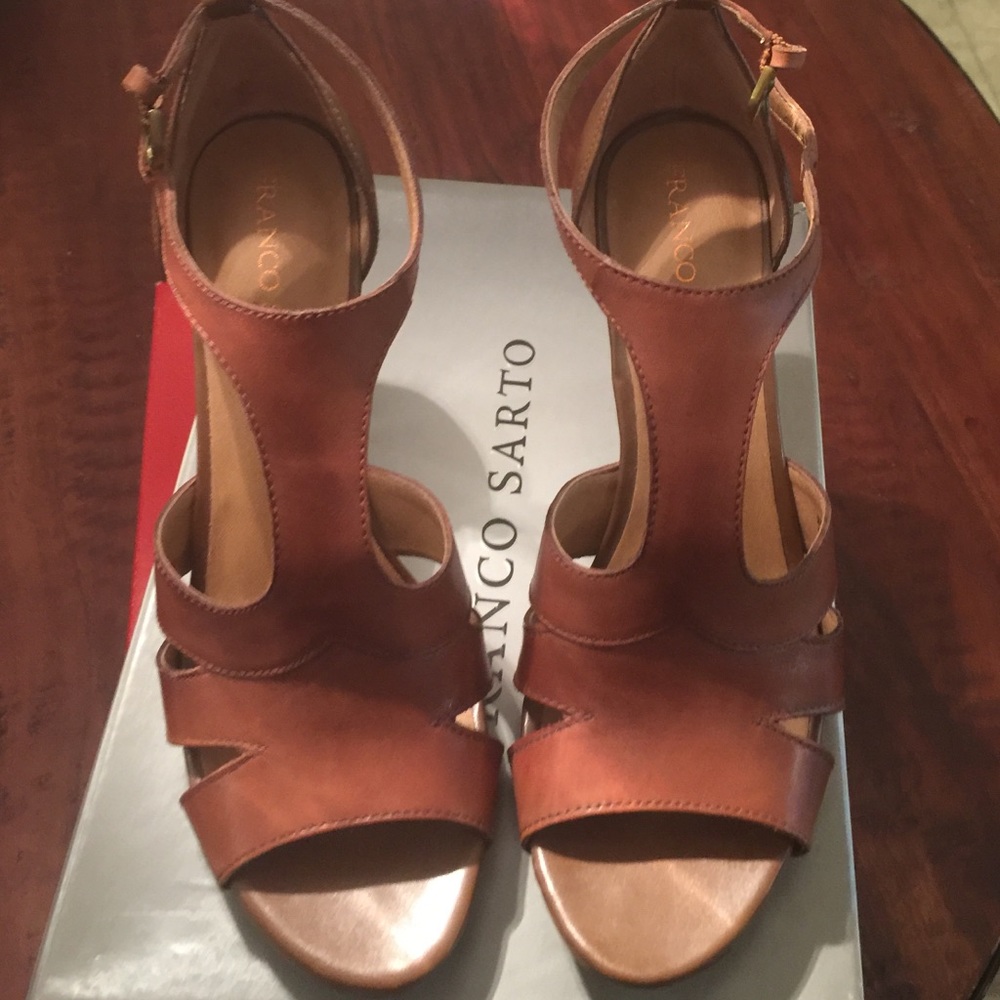 Leather open toe heels