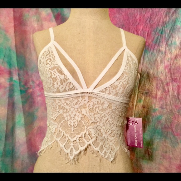 White lace longline bustier bralette camisole bra - Picture 2 of 3