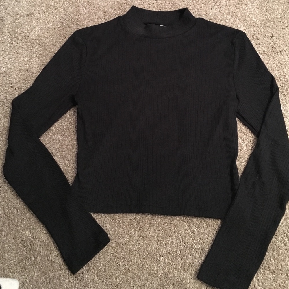 Tight Cropped High Neck Long Sleeve