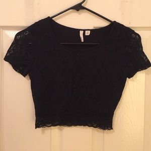 Black lace crop top