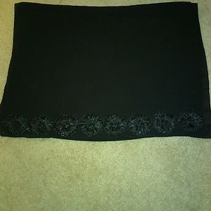 Black Rectangle Hijab Scarf w/ Flowered Boarder