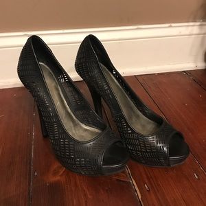 5 inch, Black open toed heels, Nine West women's 8