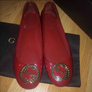 38.5 Gucci flats red authentic sale!