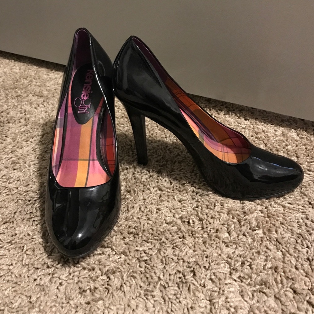 Black patent leather heels
