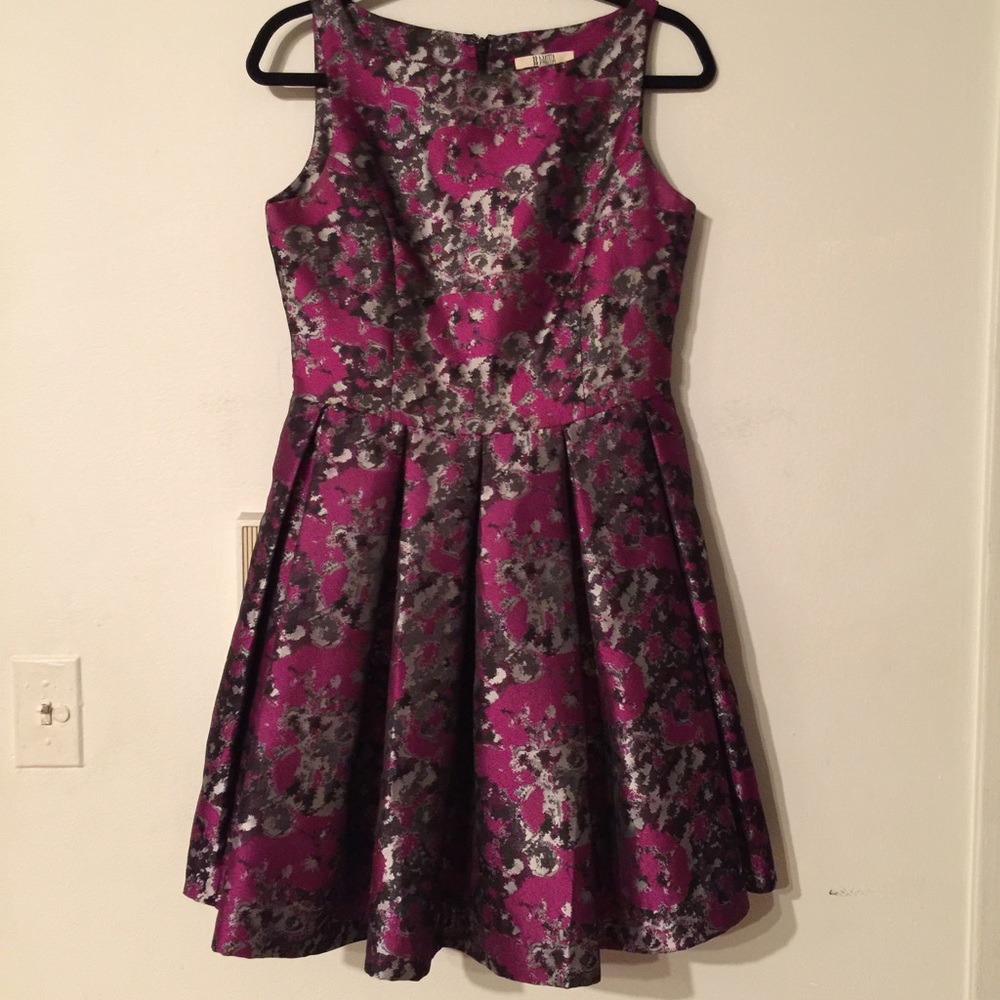 Brocade fit and flare dress