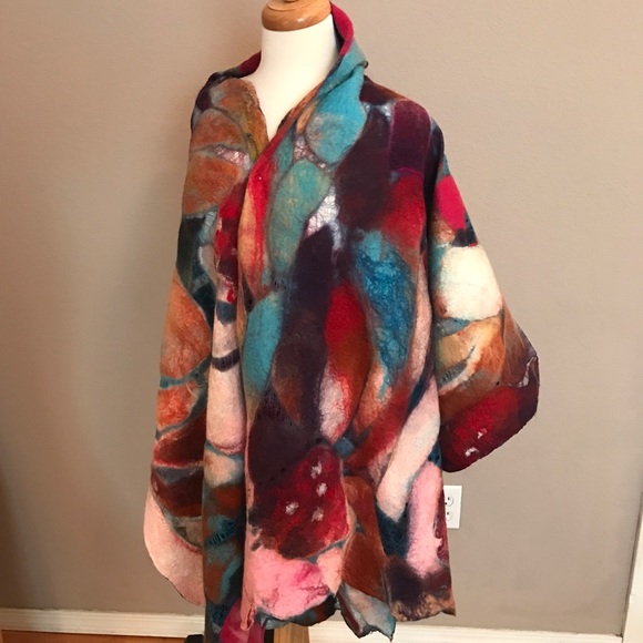 Elegant scarf from silk /merino wool - nuno felted - Picture 4 of 4