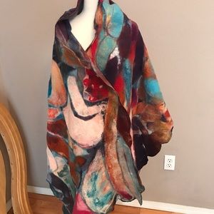 Elegant scarf from silk /merino wool - nuno felted
