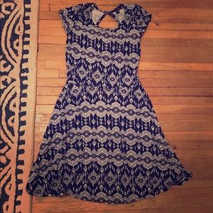Navy and White Aztec print skater dress