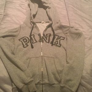 PINK VICTORIA SECRET grey zip up hoodie
