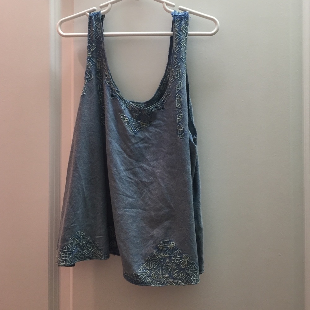 Tribal blue tank top