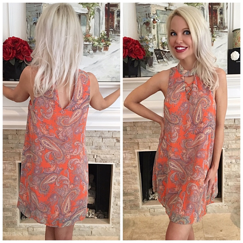 LAST 1💕😊Pretty in coral/lavender  lace up dress - Picture 2 of 4